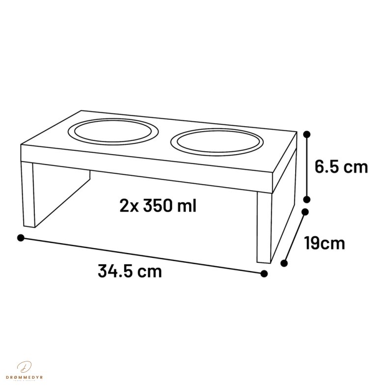 FEEDING AND DRINKING BOWL DUO DINNER STAND KATO RECTANGLE SILVER &amp; BROWN