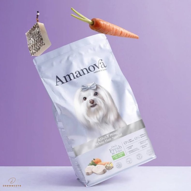 Amanova White Hair Special - Kornfrit voksen hundefoder til sm� hunde med hvid pels - 7 kg