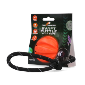 Dog Comets Ball Swift Tuttle Orange with rope