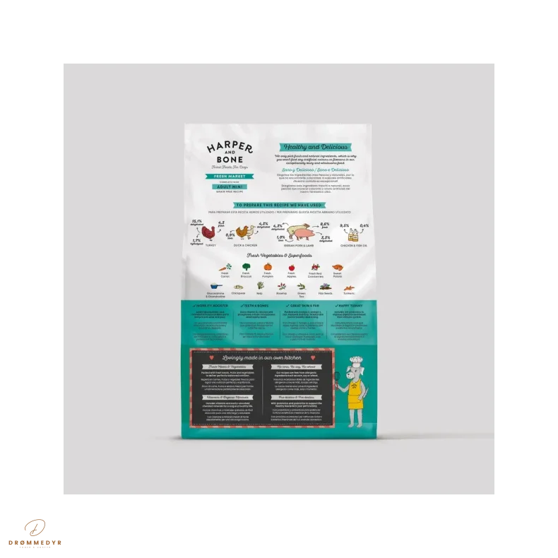 Harper &amp; Bone Fresh Market - Kornfrit voksen hundefoder til sm� hunde - 2 kg 