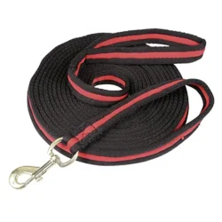 Soft longeringstov med karabinhage sort/rd 8 m.
