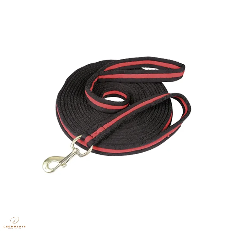 Soft longeringstov med karabinhage sort/rd 8 m.