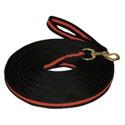 Soft longeringstov med karabinhage sort/rd 8 m.