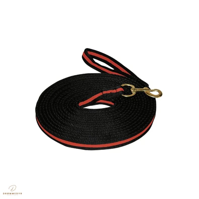 Soft longeringstov med karabinhage sort/rd 8 m.