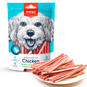 Wanpy Dog Chicken Jerky & Codfish Sandwiches 100g