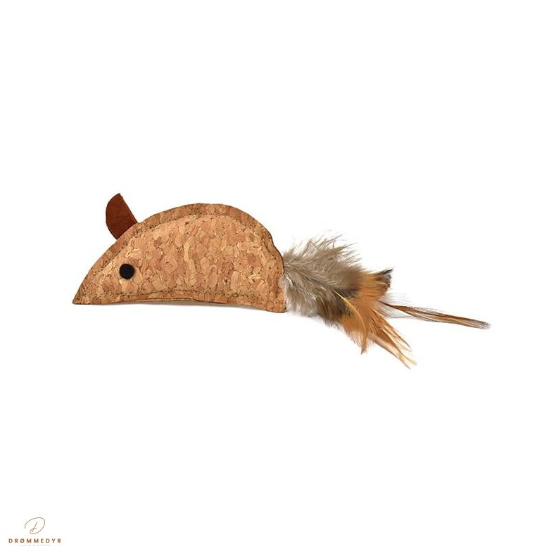 NYC Korkmus med catnip og fjer, 9cm